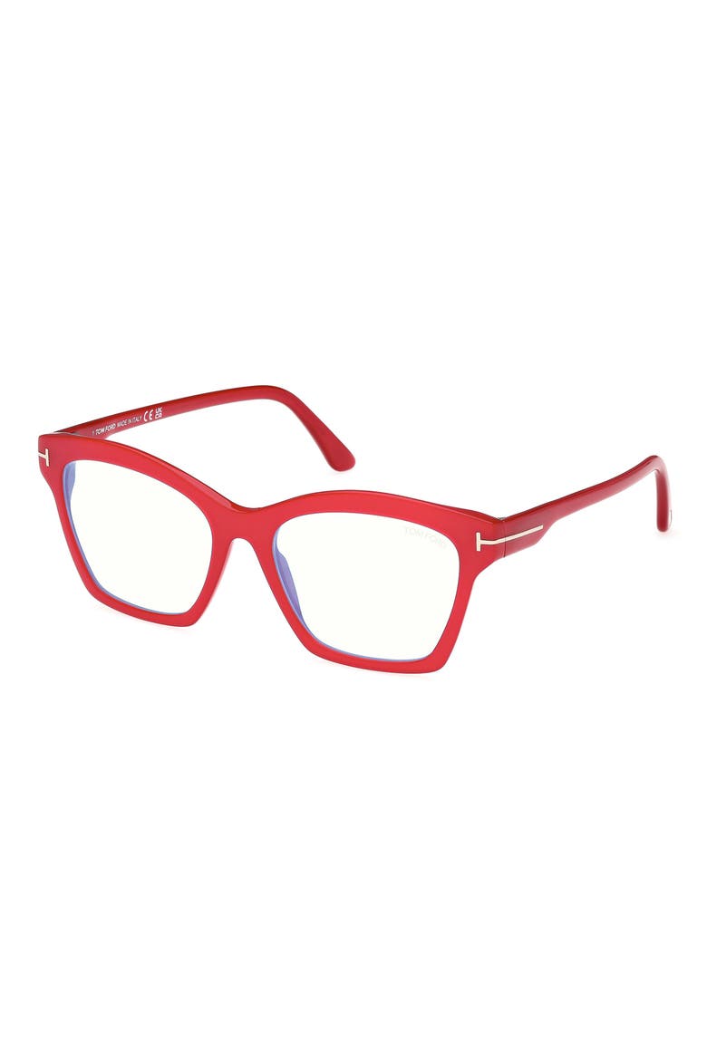 53mm Square Blue Light Blocking Optical Glasses, Alternate, color, PEARLY PINK / T LOGO