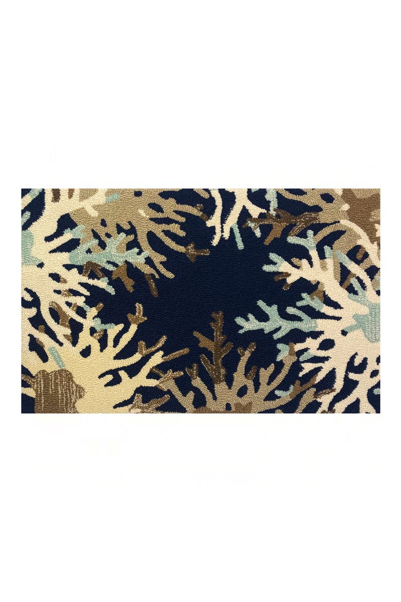 Coral Border Indoor/Outdoor Doormat, Main, color, INDIGO TAN