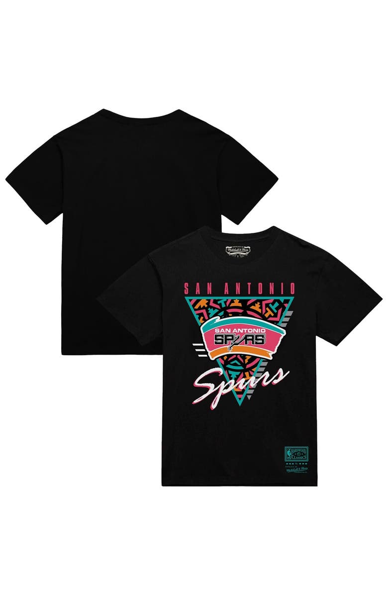 Mitchell & Ness Men's Mitchell & Ness  Black San Antonio Spurs Worldwide Collection Tri-Logo T-Shirt, Alternate, color, 