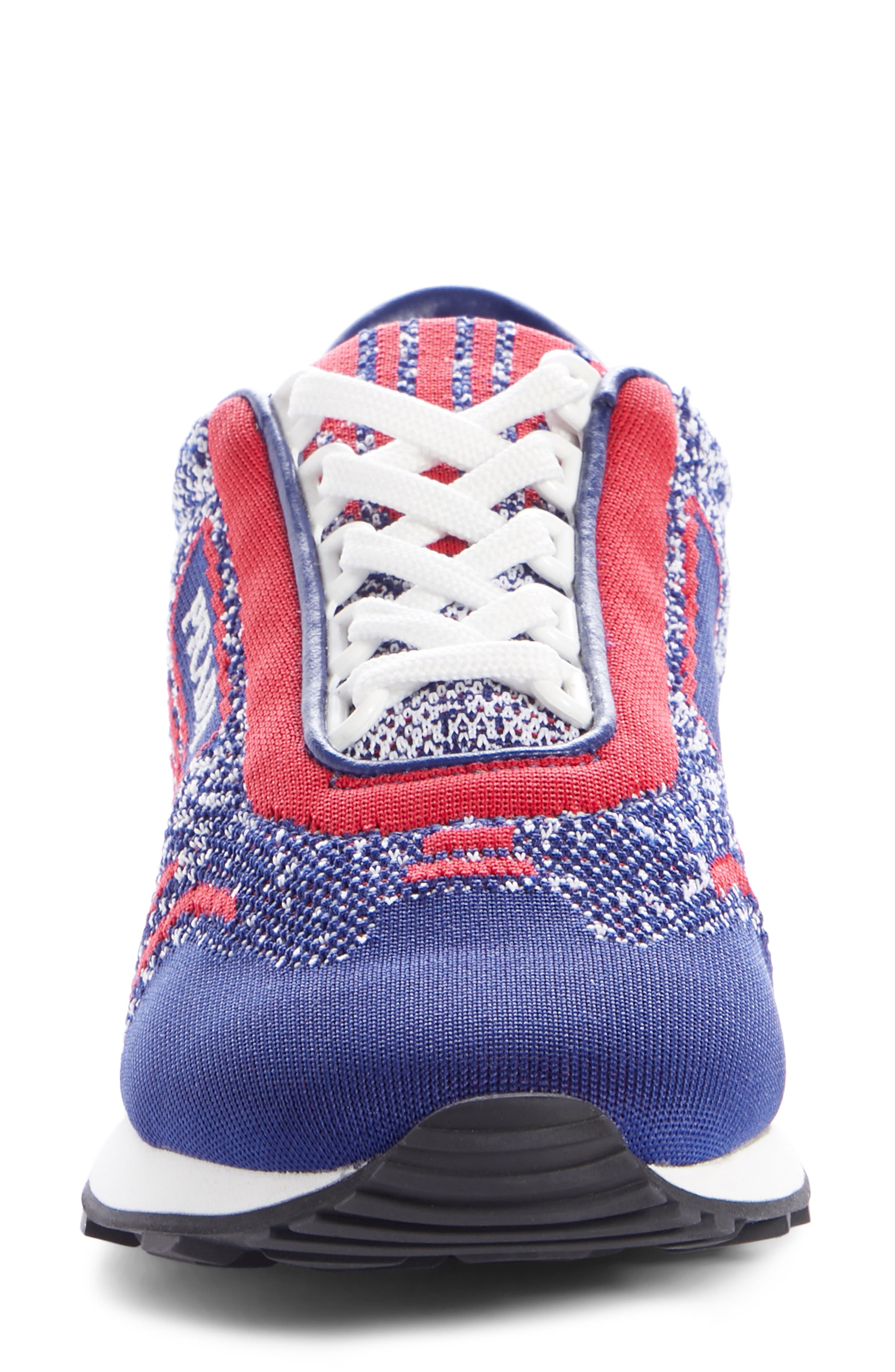 Prada Logo Knit Sneaker, Alternate, color, 