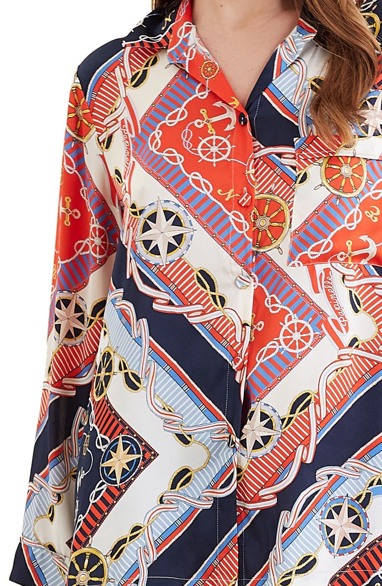 Papinelle Marine Silk Print Pajamas, Alternate, color,