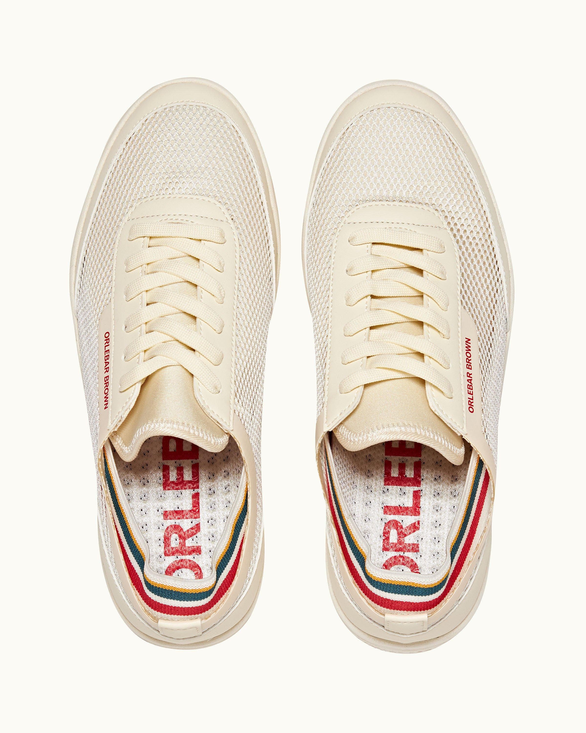 Orlebar Brown Larson O.B Stripe Shoe You Can Swim, Alternate, color, White/Orange/Aquamarine