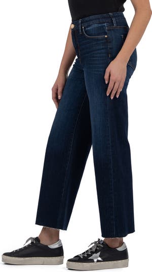 Meg High Waist Raw Hem Wide Leg Jeans