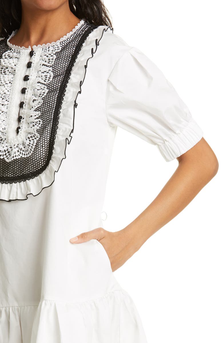 Self-Portrait Lace Bib Cotton Minidress, Alternate, color, 