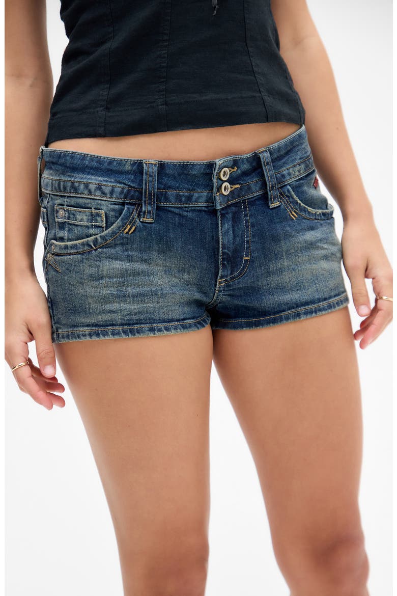 Piper Low Rise Denim Shorts, Alternate, color, DARK VINTAGE