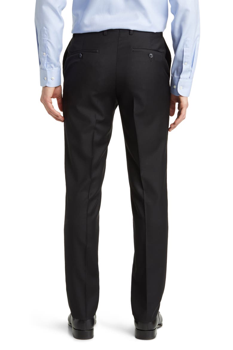 Harker Flat Front Wool Dress Pants, Alternate, color, BLACK