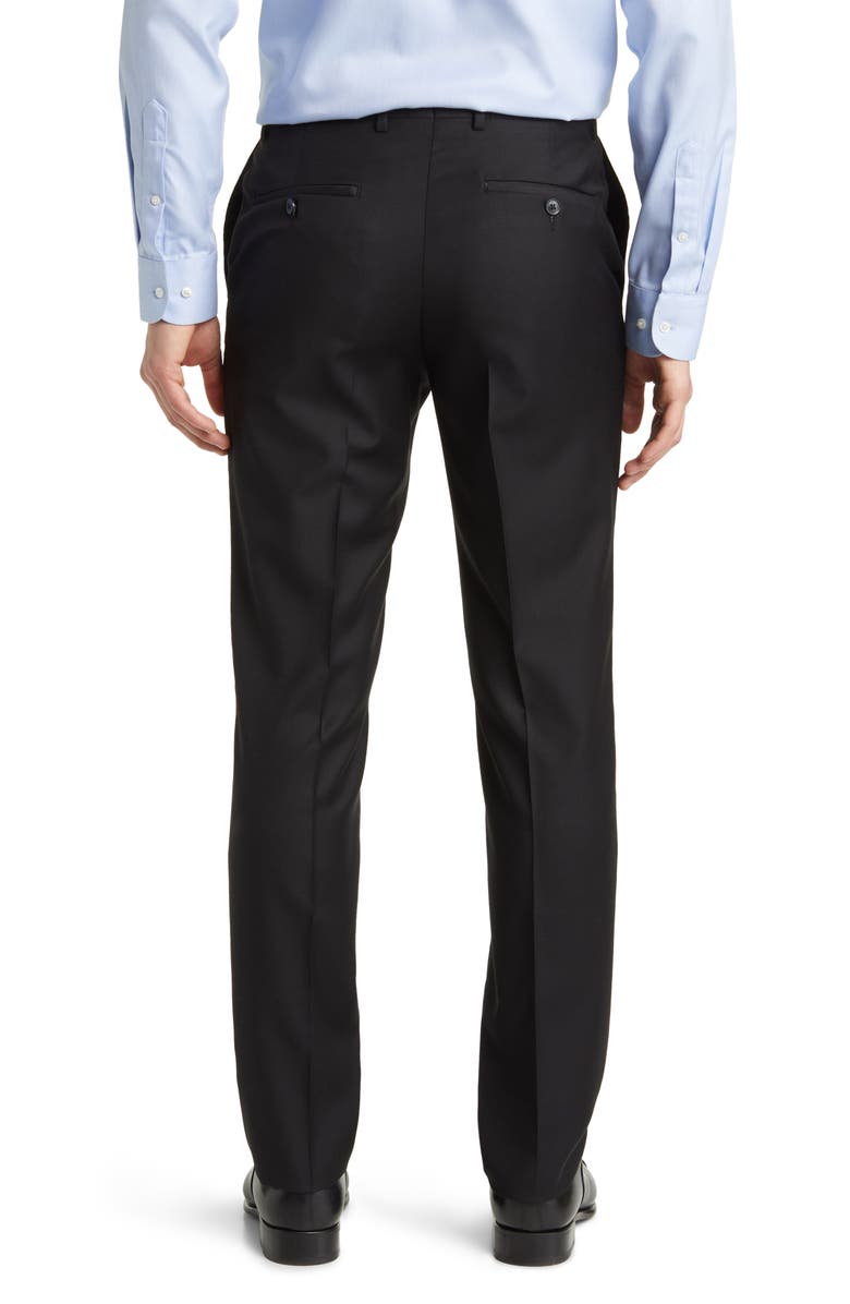 Peter Millar Harker Flat Front Wool Dress Pants, Alternate, color, Black