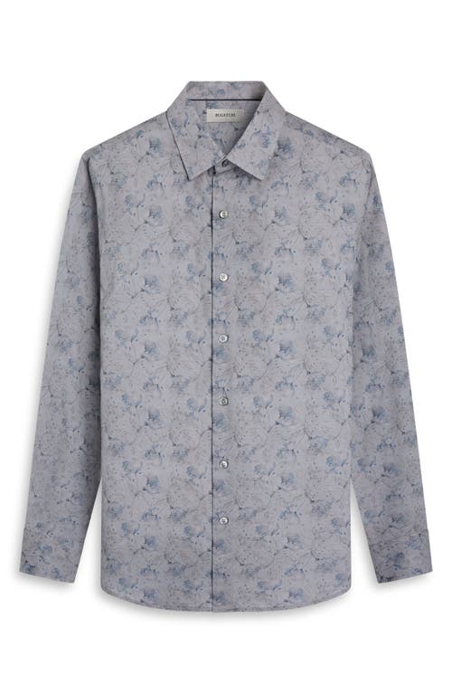 Bugatchi Julian Shaped Fit Floral Cotton Button-up Shirt In Gray