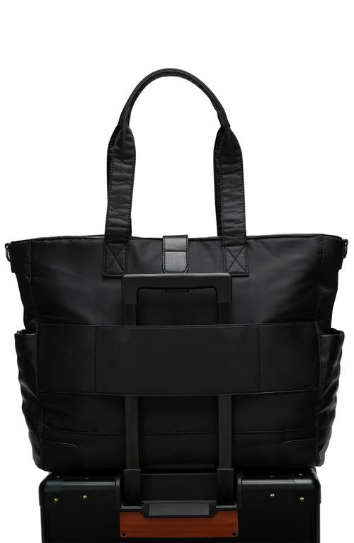 Elle Voyage 25l Twill And Vegan Leather Weekender Tote Bag In Black