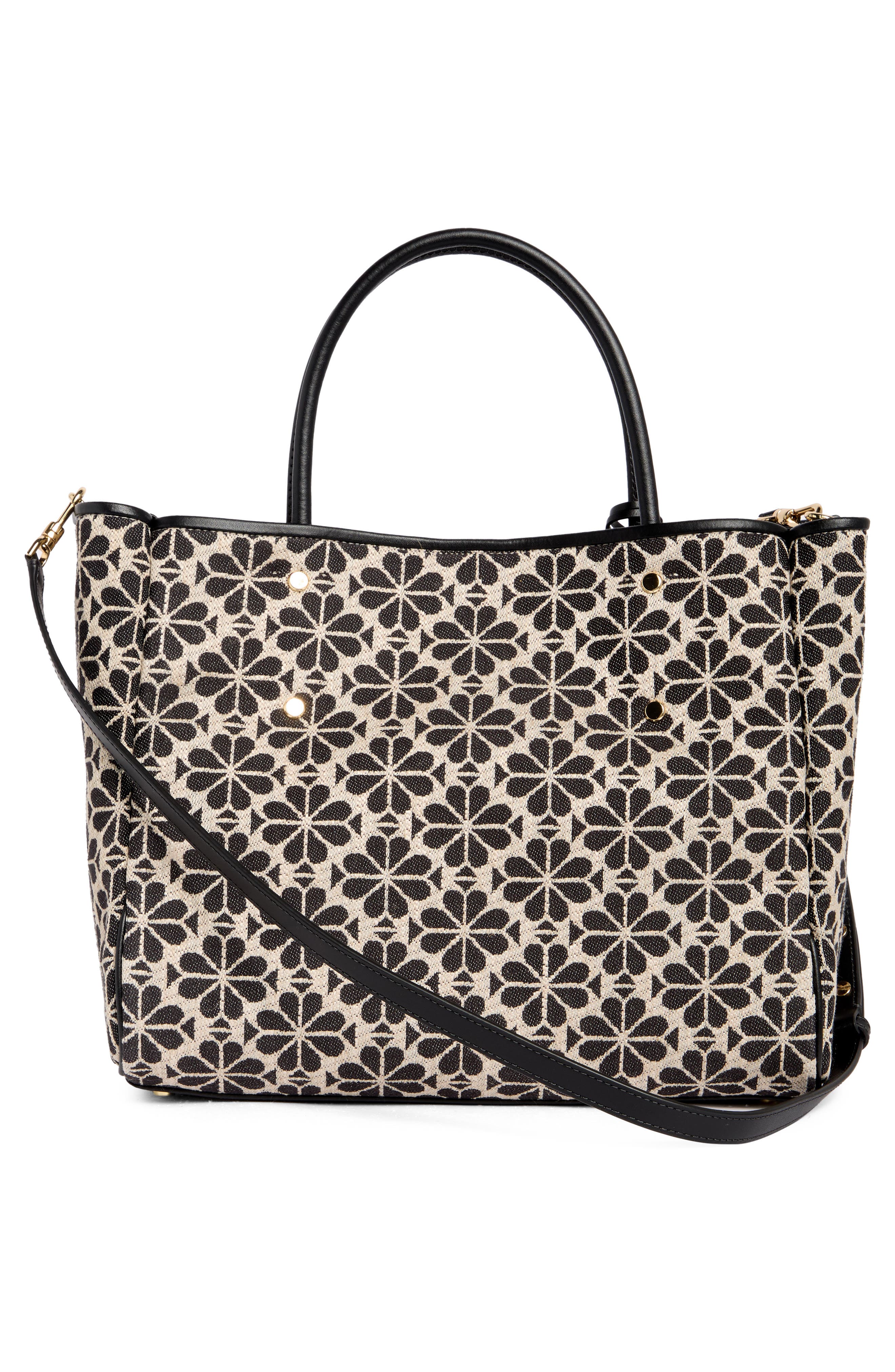 spade flower jacquard tote, Alternate, color, SAND MULTI