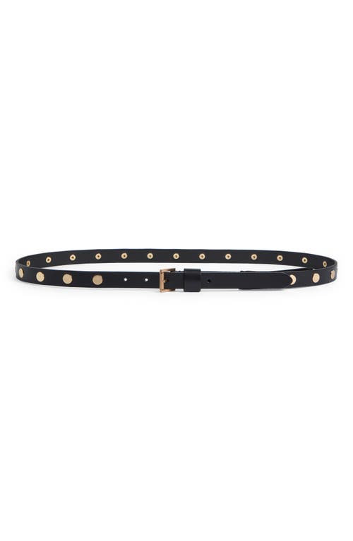 Allsaints Flat Stud Leather Belt In Black