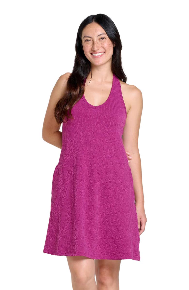Toad & Co Plumeria Halter Sleeveless Dress, Alternate, color, Boysenberry Texture