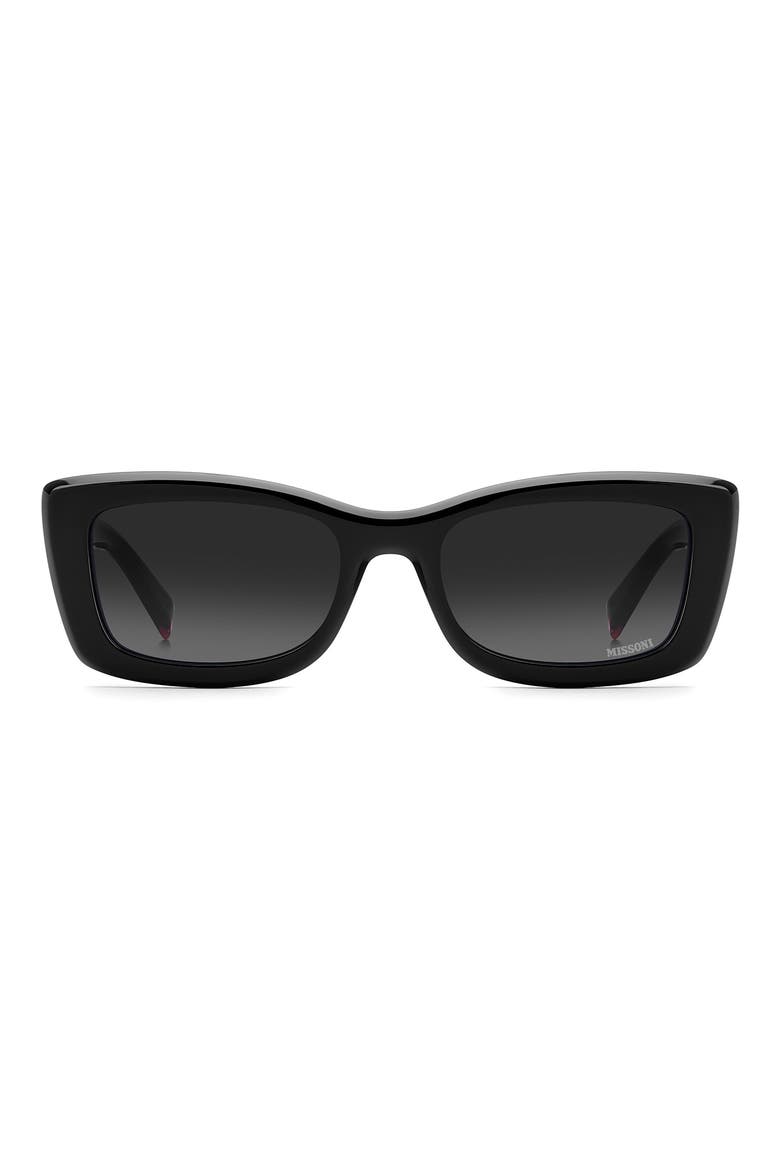 53mm Gradient Rectangular Sunglasses, Main, color, BLACK/ DARK GREY SF
