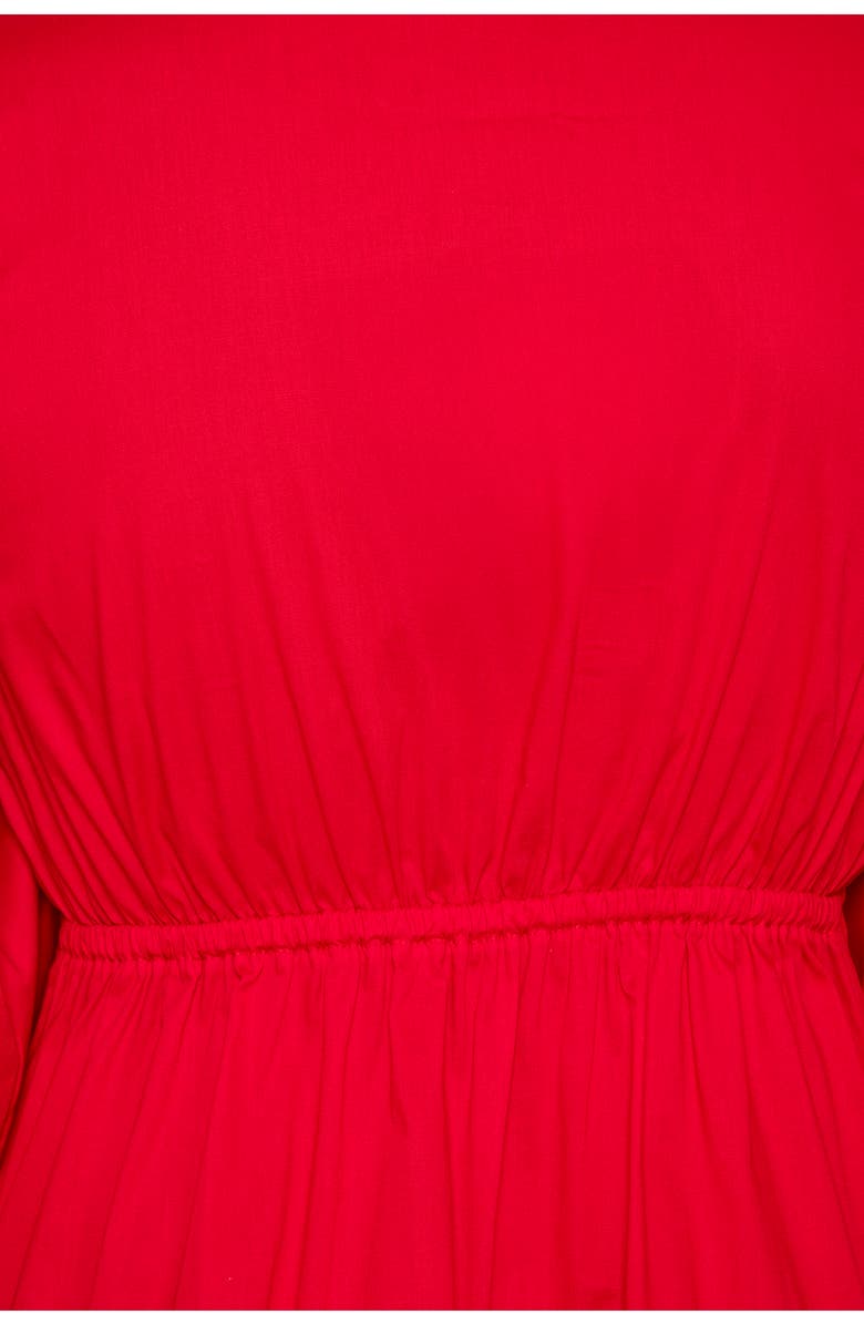 The Lulo Project Lilies Tie Front Stretch Cotton Midi Dress, Alternate, color, Red