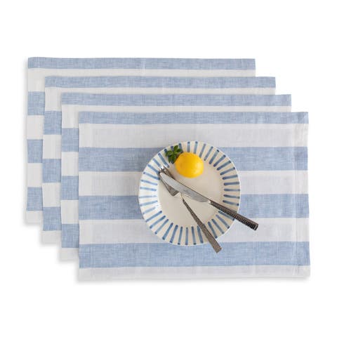 Linen Placemats - Cabana Stripe, 14" x 19"