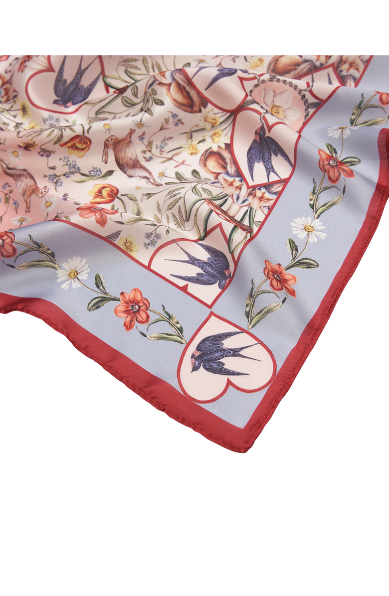 Fable England Folksy Fox Silky Scarf, Alternate, color, Dusky Blue & Rose