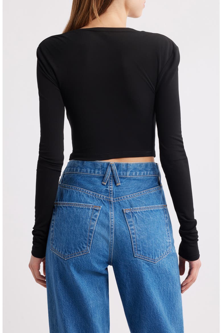 Laia Embellished Cutout Crop Top, Alternate, color, BLACK