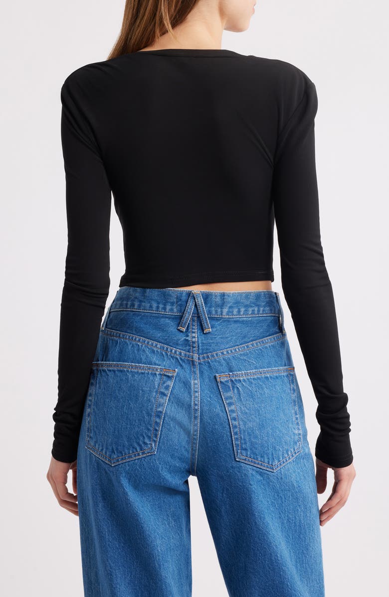 Cult Gaia Laia Embellished Cutout Crop Top, Alternate, color, Black