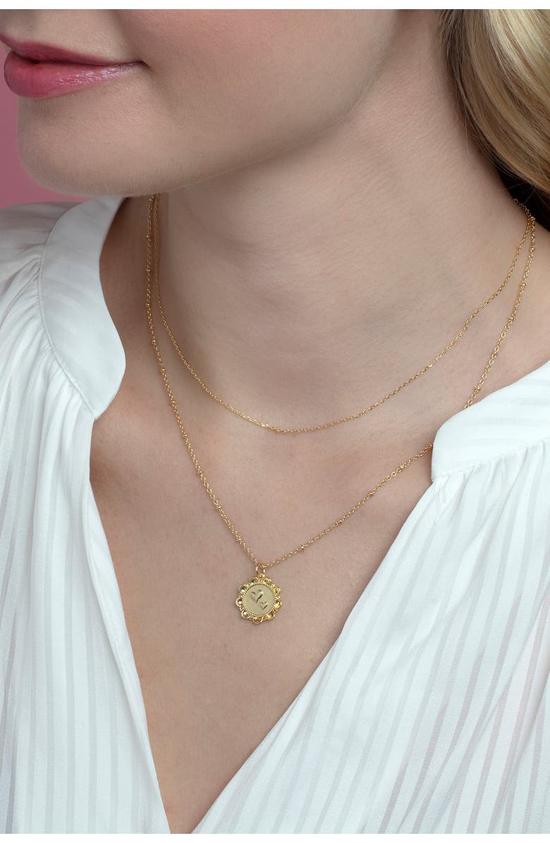 Sterling Forever 14K Yellow Gold Plated Rope Heart Medallion Pendant Necklace, Alternate, color, Gold