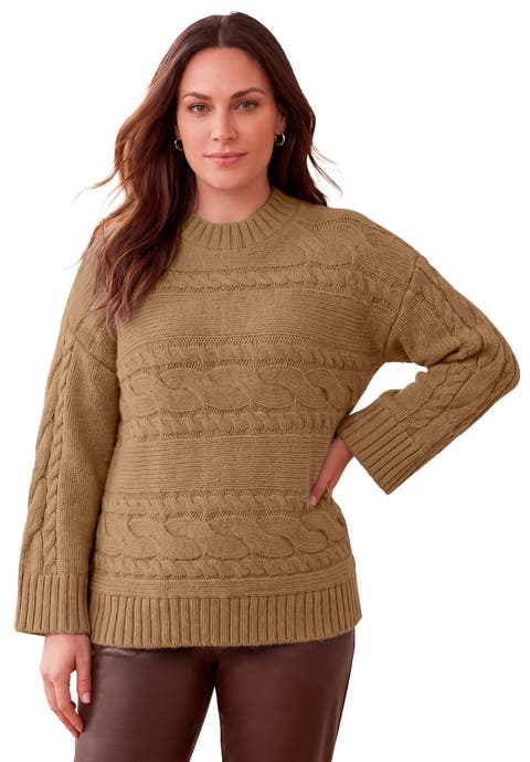Cable Knit Bell Sleeve Sweater