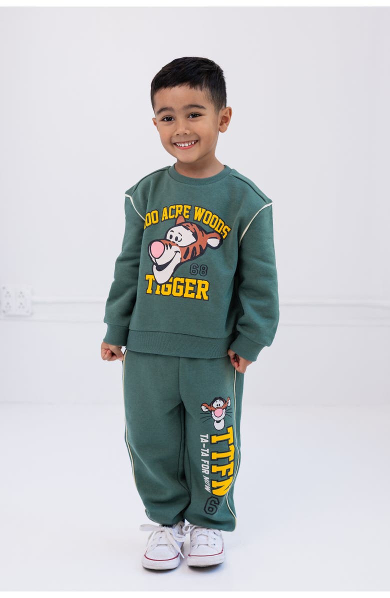 Disney Winnie the Pooh Baby Boys' Fleece Sweatshirt and Pants Set, Alternate, color, Tigger Dark Green