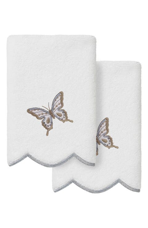 2-Piece Brittney Embroidered Turkish Cotton Fingertip Towel Set