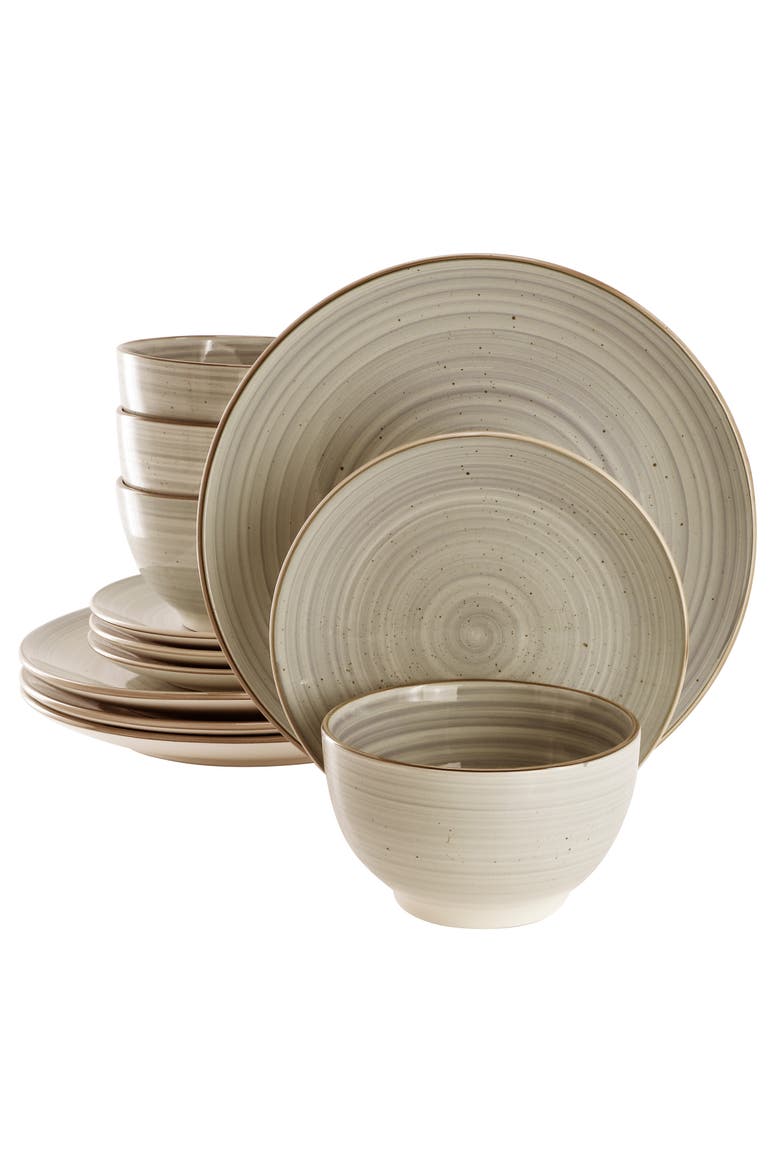 Stonebury 12 Piece Stoneware Dinnerware Set, Main, color, Beige