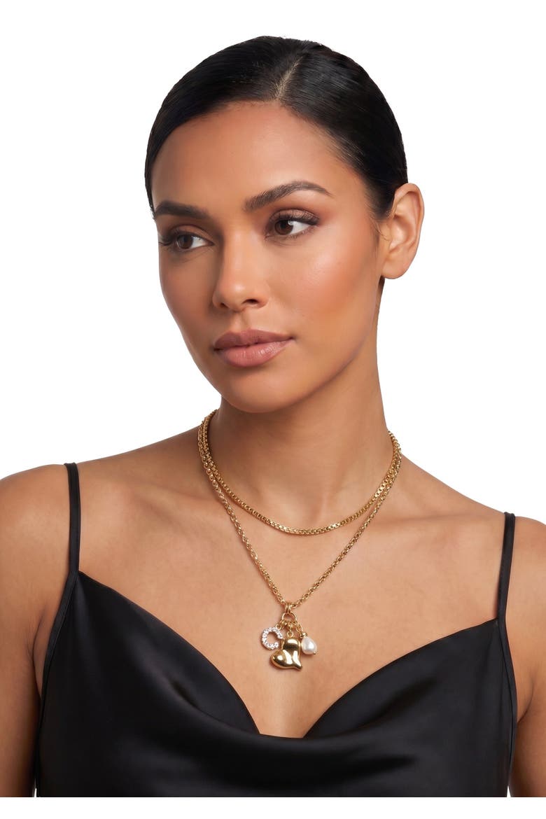 Archana Double Layer Charm Chain, Alternate, color, Gold