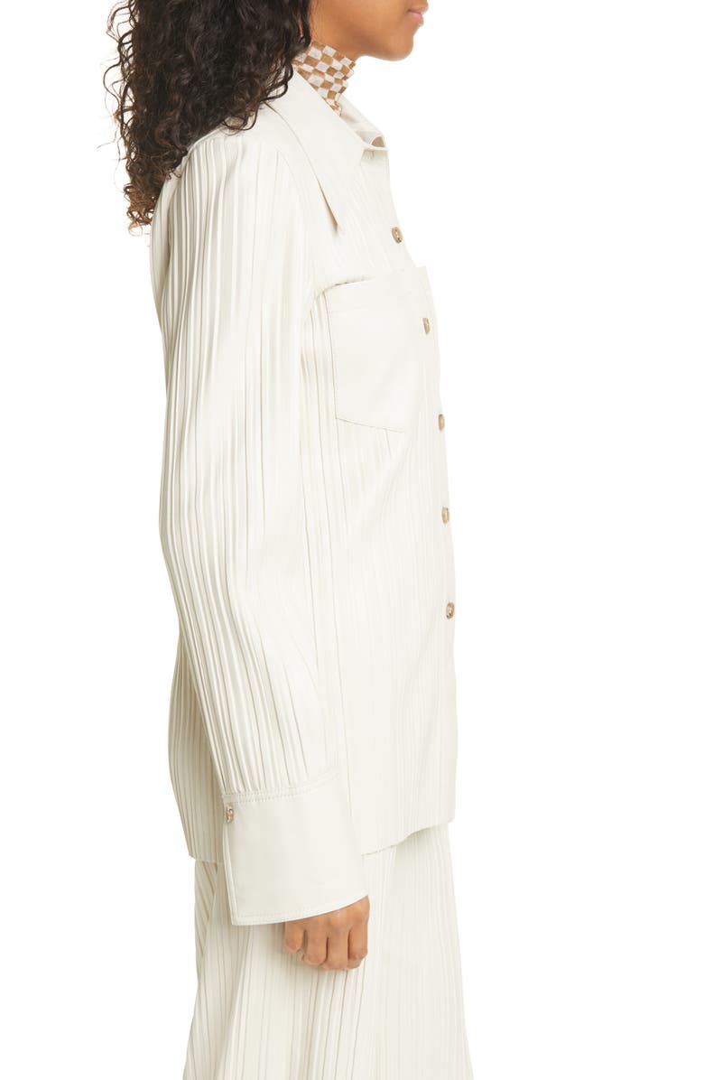 Nanushka Blaine Pleated Button-Up Tunic Shirt, Alternate, color,