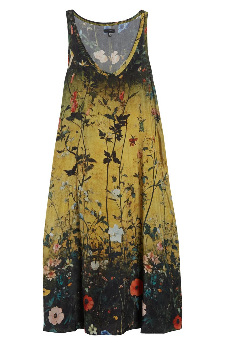 R13 Floral Print Tank Dress, Alternate, color, Dipped Black Khaki Floral