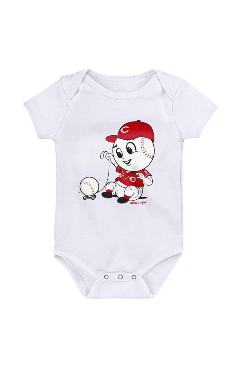 Outerstuff Infant Red/White/Gray Cincinnati Reds Born To Win 3-Pack Bodysuit Set, Alternate, color, Red