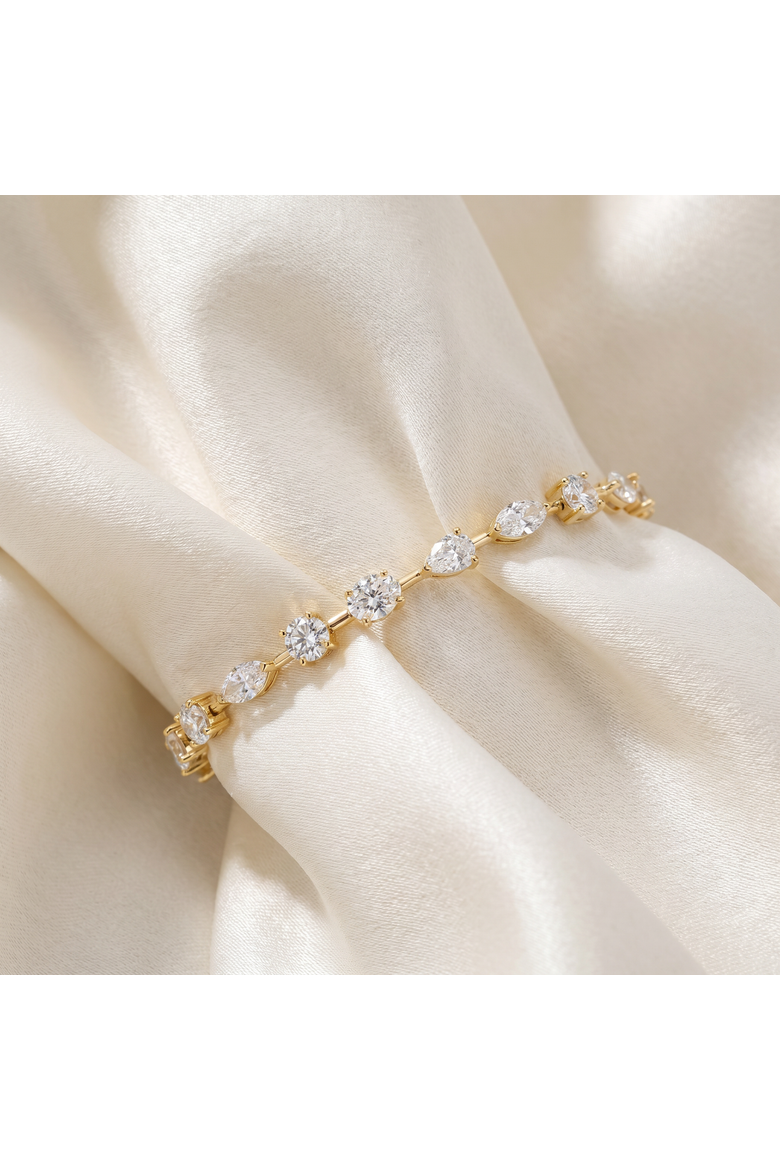 5Ct Mixed Cut Diamond Tennis Bracelet 7" 14k Gold Lab Grown, Alternate, color, 14k Yellow Gold