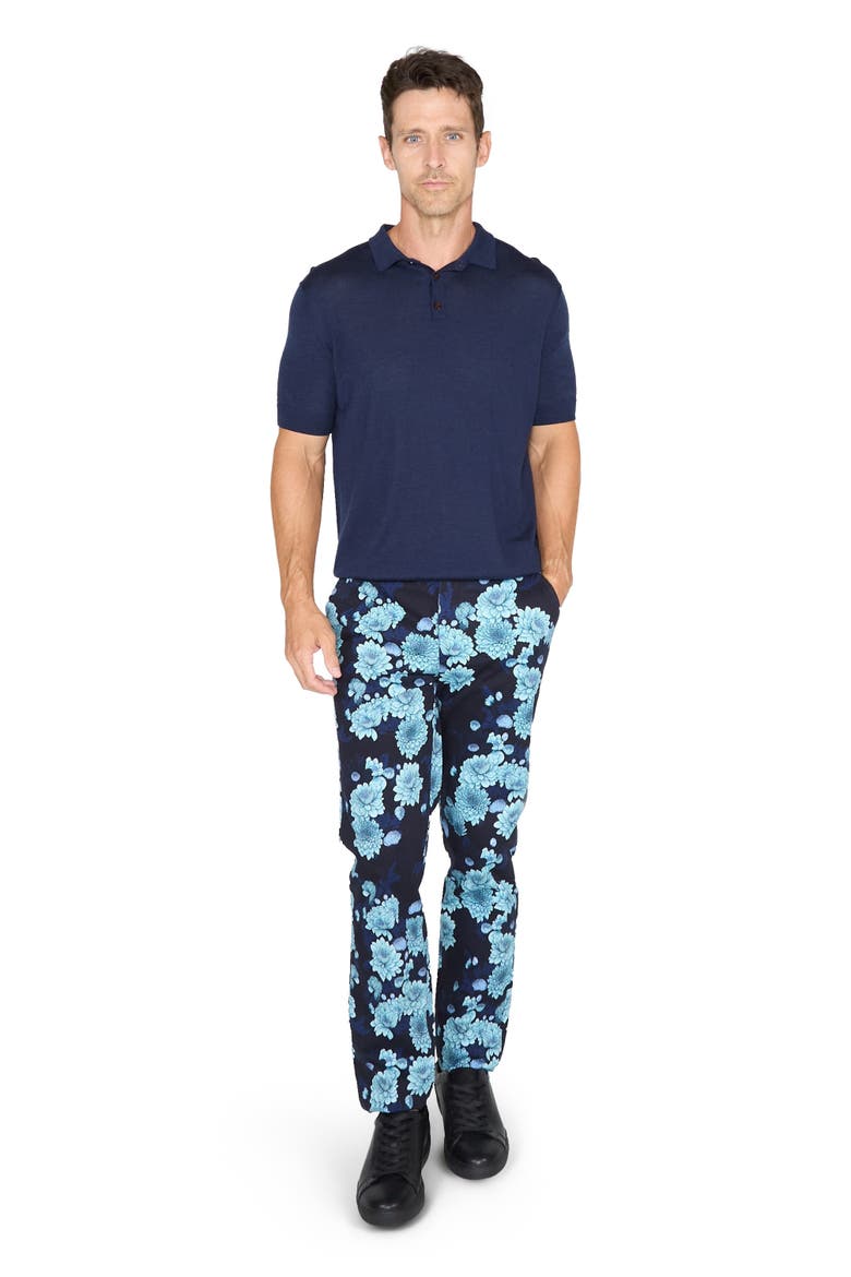 Mens Merino Silk Cashmere Polo, Main, color, Navy