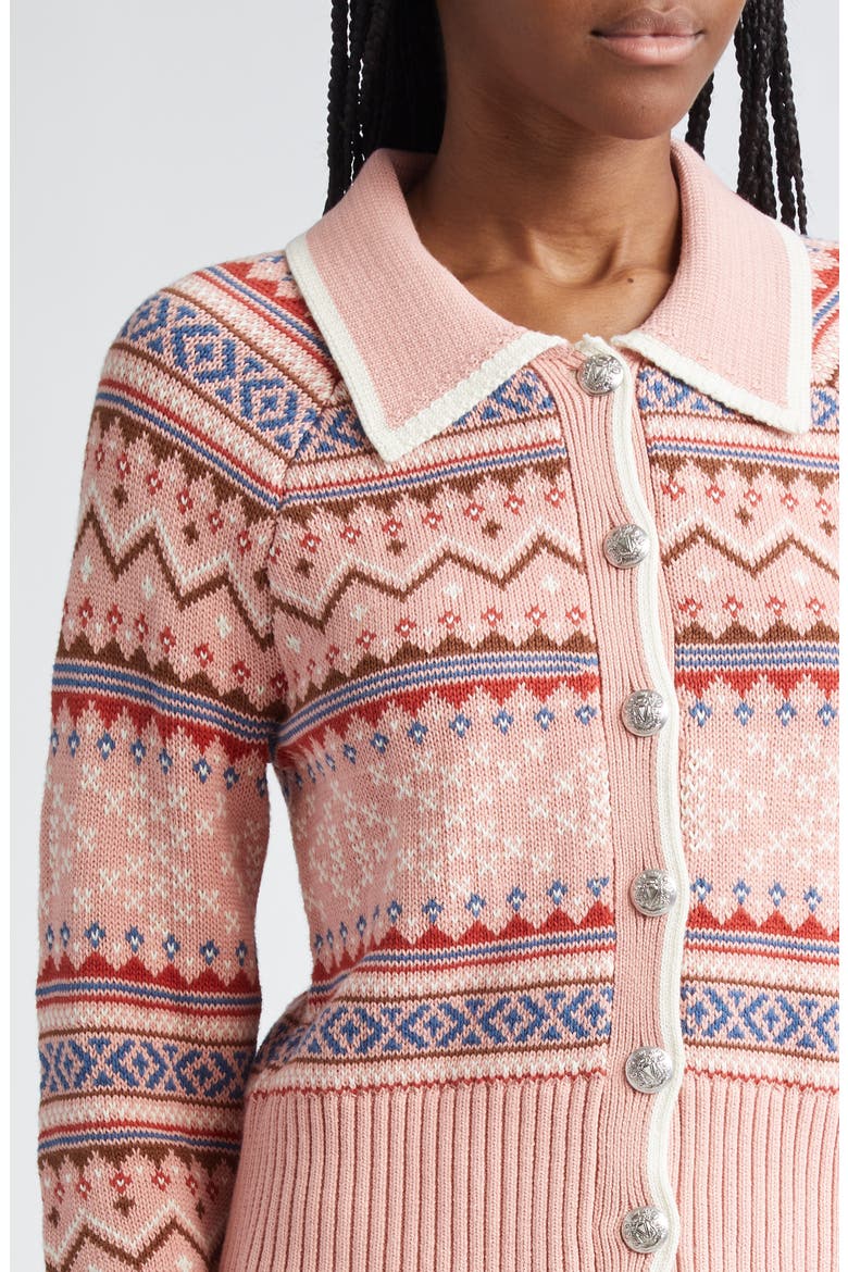 Cheshire Fair Isle Cardigan, Alternate, color, ROSE MULTI