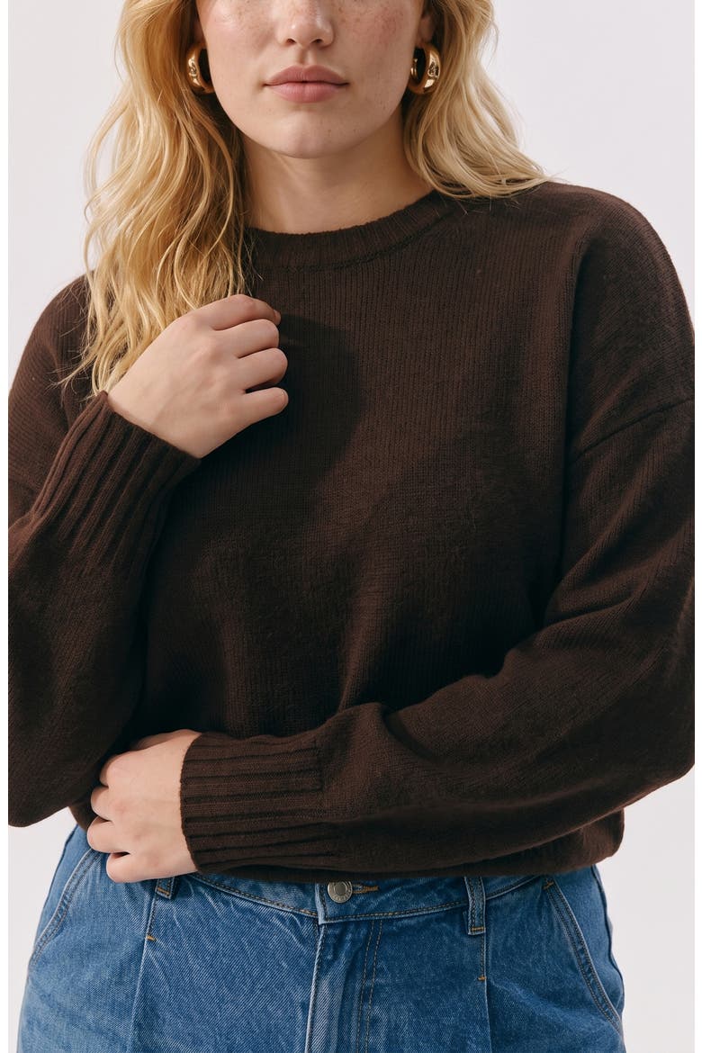Crewneck Pullover Sweater, Alternate, color, CHOCOLATE TORTE MELANGE