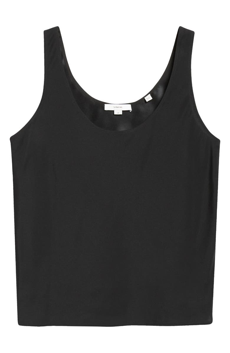 Vince Bias Stretch Silk Tank, Alternate, color, Black