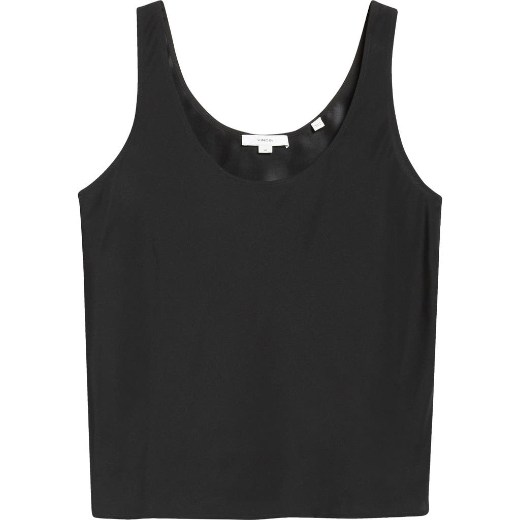 Vince Bias Stretch Silk Tank In Black