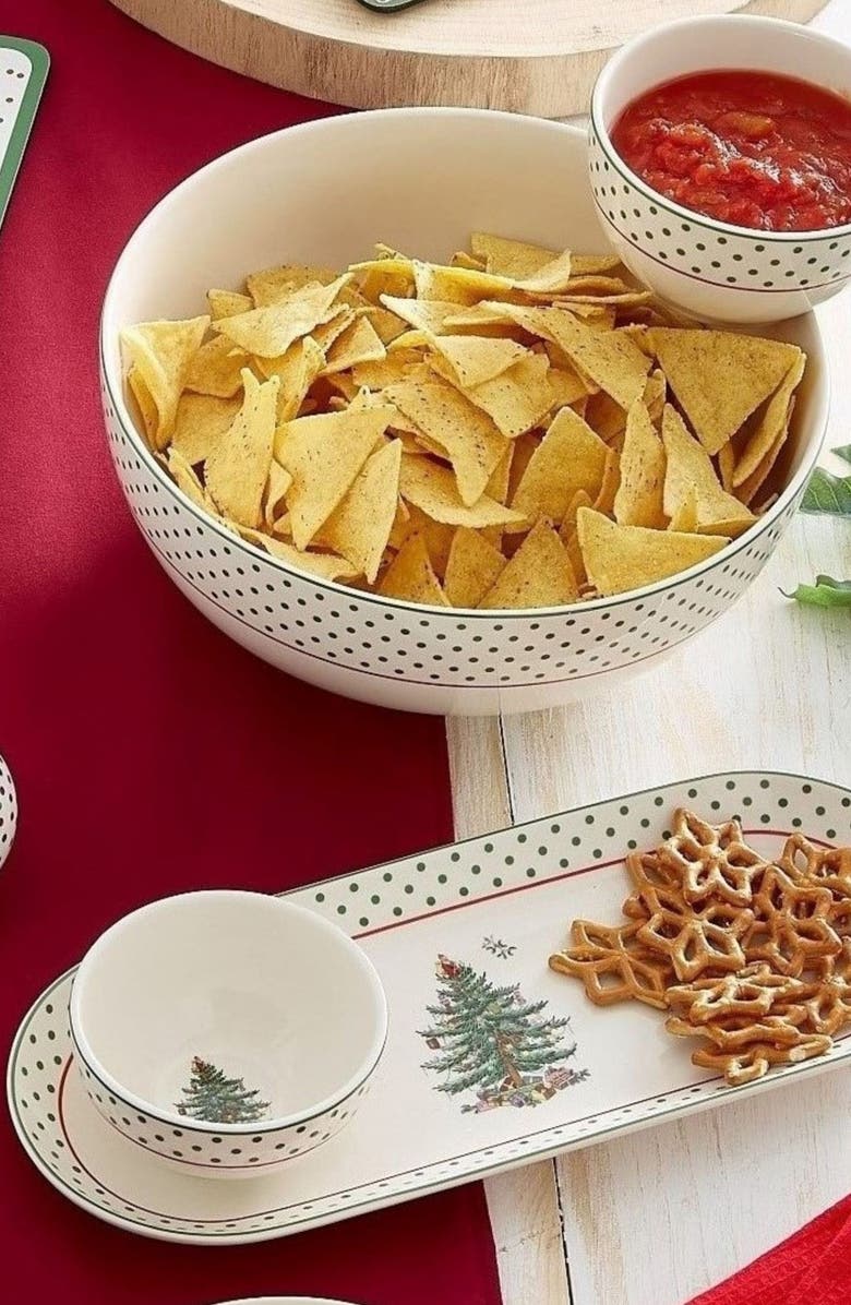 Spode Christmas Tree Polka Dot Oval Platter, Alternate, color, Green