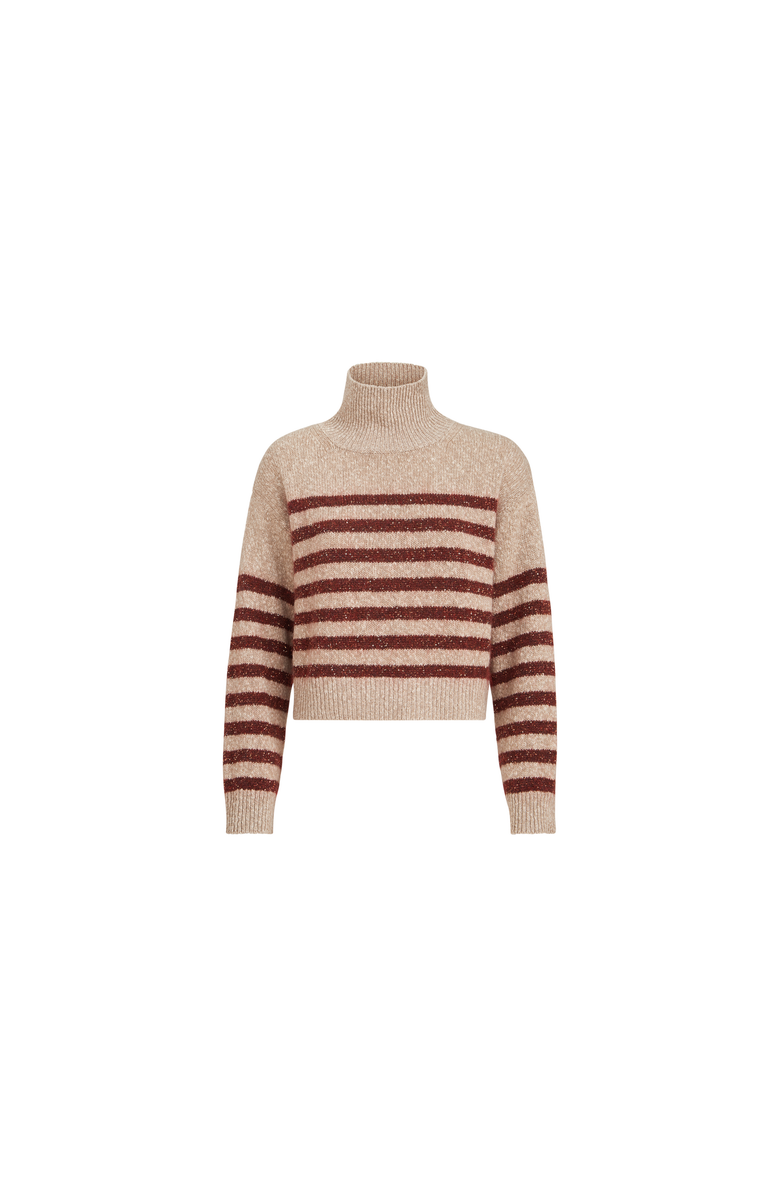 Brunello Cucinelli Soft virgin wool and cashmere turtleneck sweater with dazzling stripes, Main, color, Multicoloured
