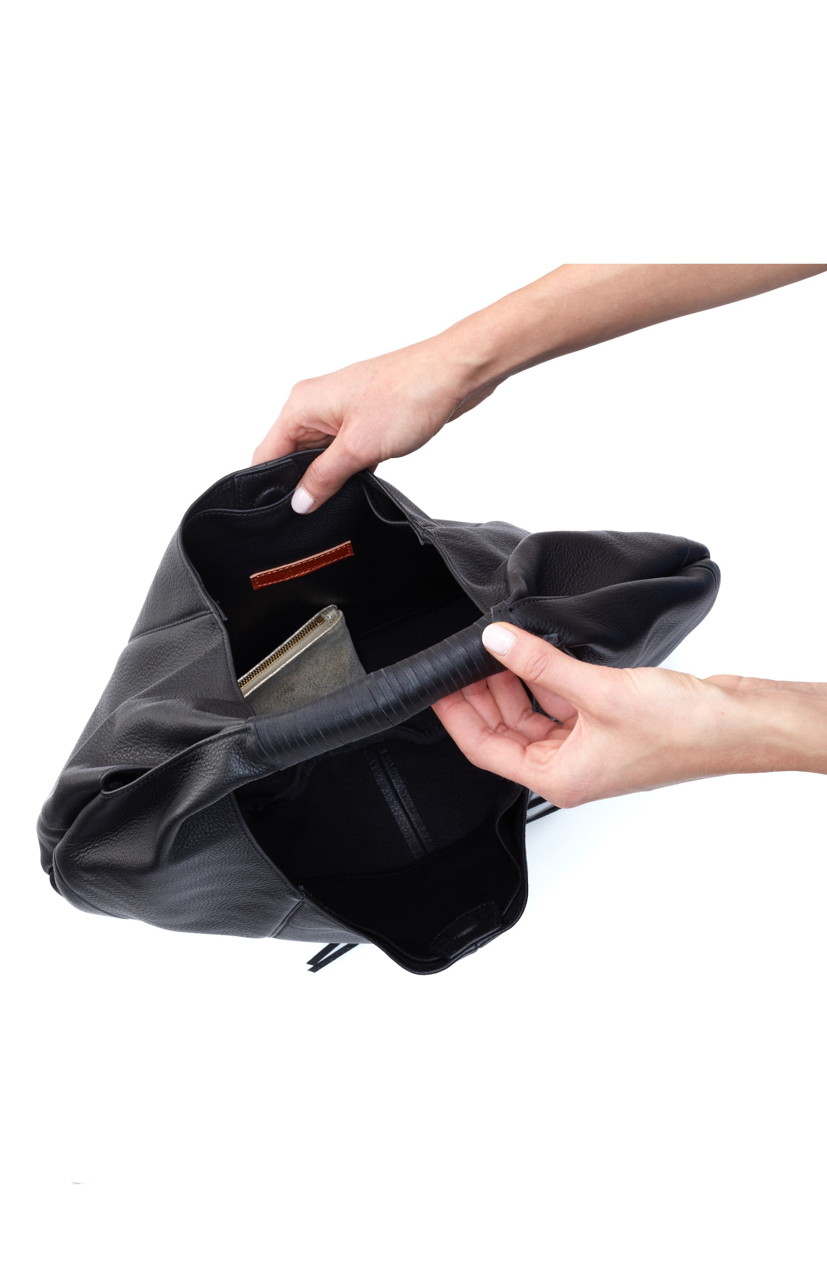 Eclipse Medium Leather Shoulder Bag, Alternate, color, BLACK