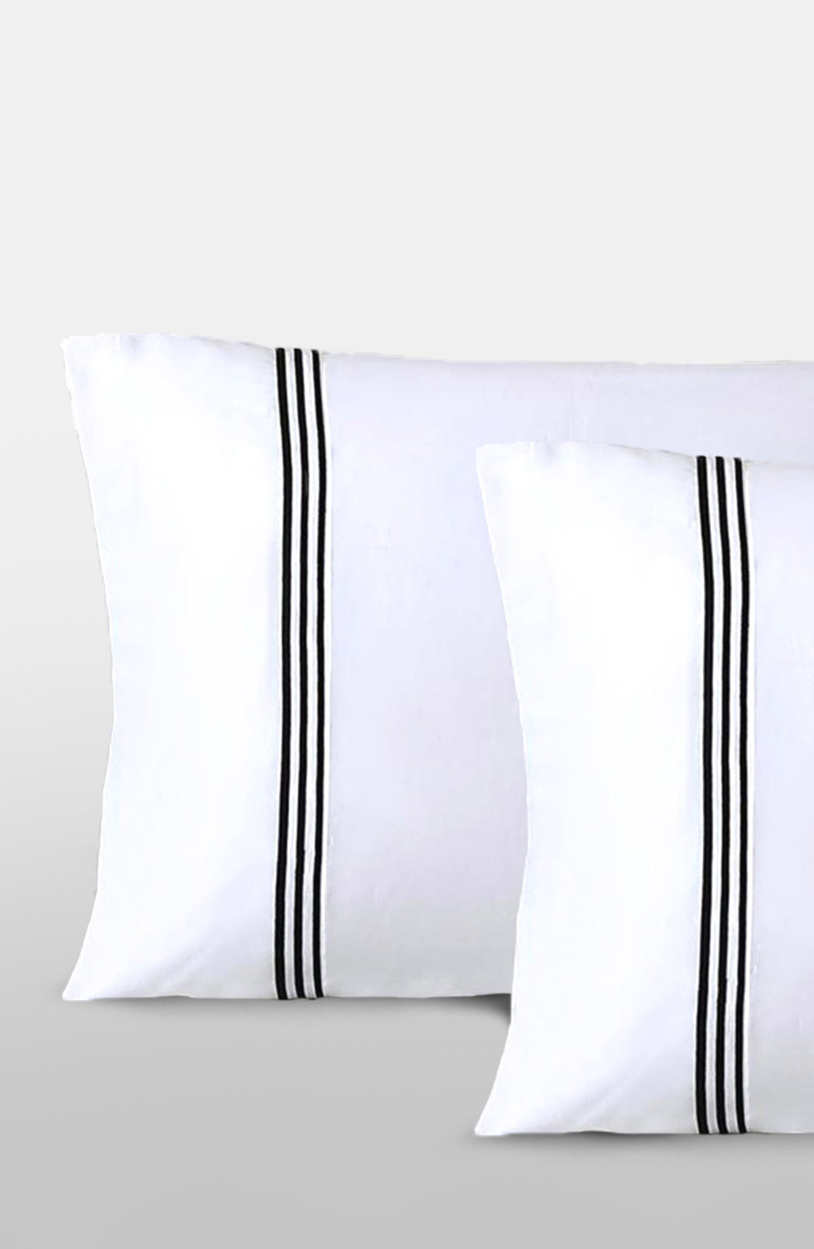 Egyptian Cotton Sateen Bratta Embroidery Triple Luxe Sateen Pillowcase Set