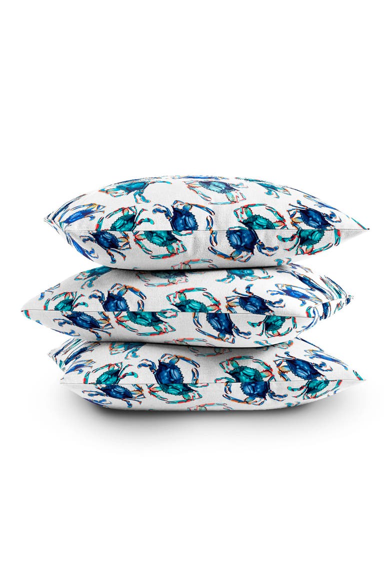 Blue Crab Square Throw Pillow, Alternate, color, BLUE