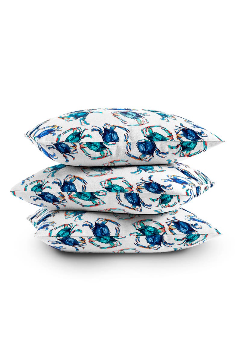 Deny Designs Blue Crab Square Throw Pillow, Alternate, color, Blue