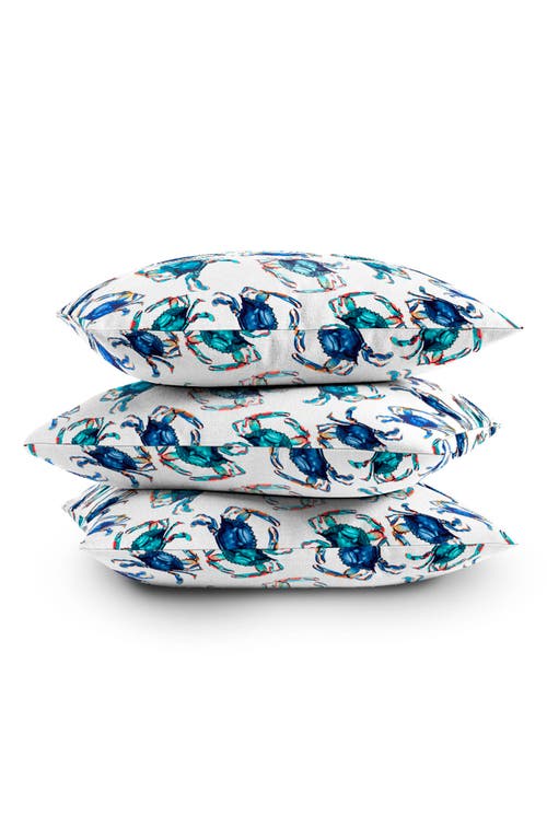 Deny Designs Blue Crab Square Throw Pillow In Blue