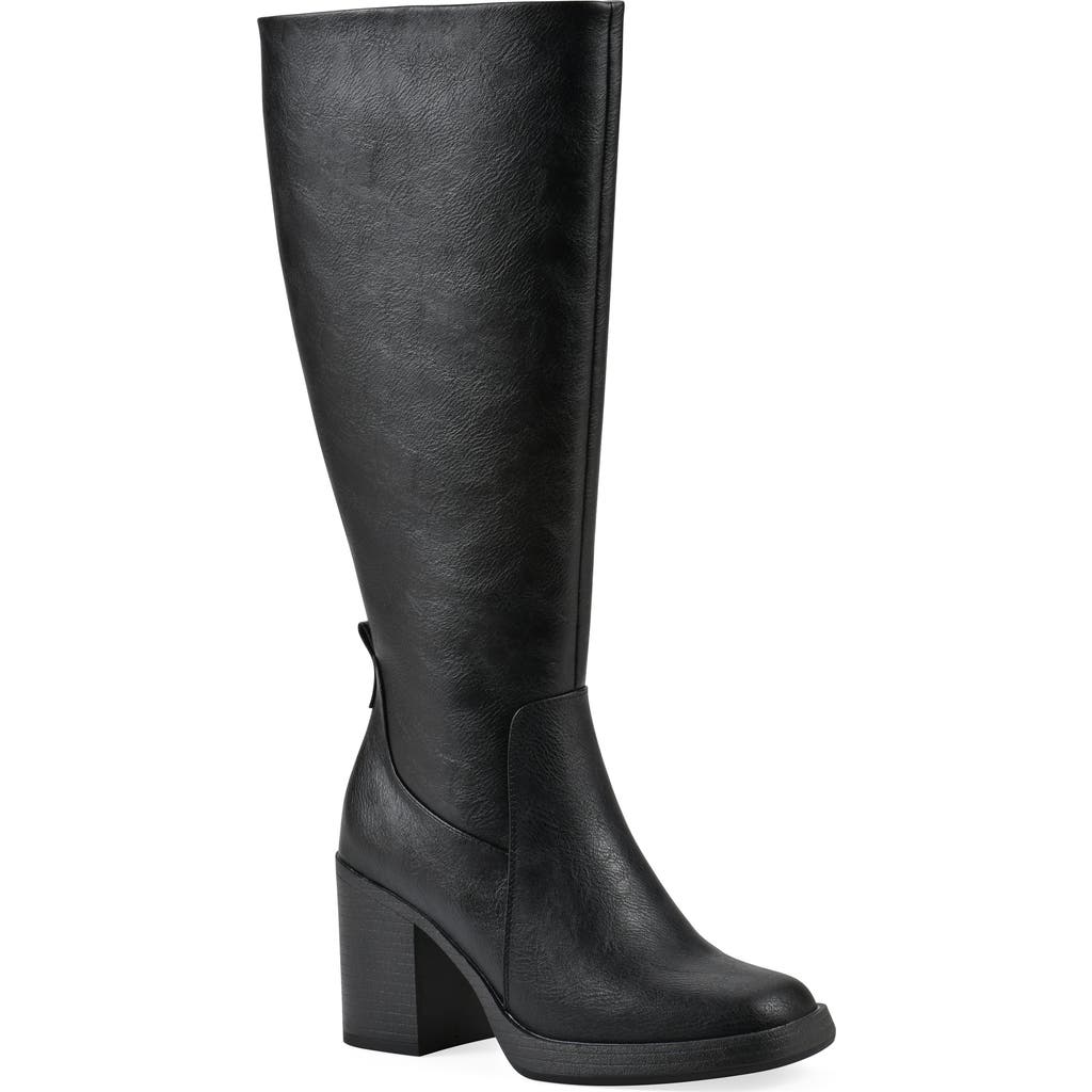 White Mountain Footwear Mackle Tall Shaft Block Heel Boot In Animal Print