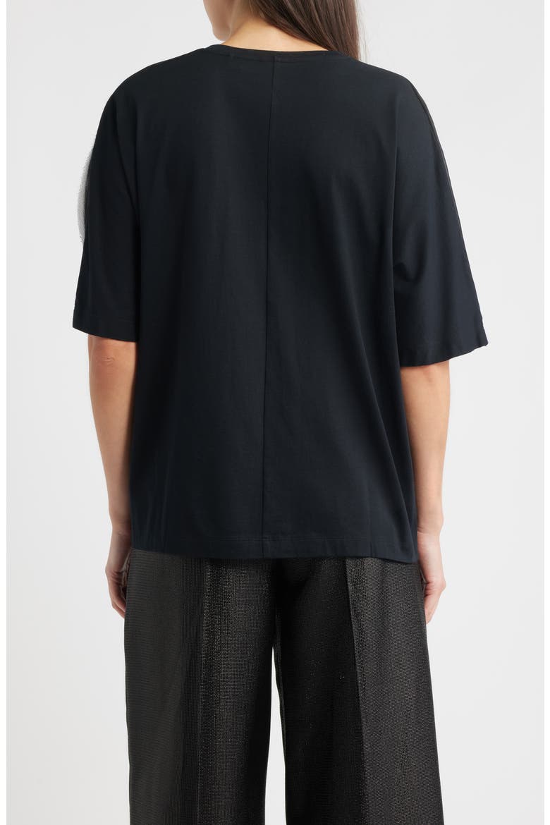 Elaxya Shoulder Pleat T-Shirt, Alternate, color, BLACK