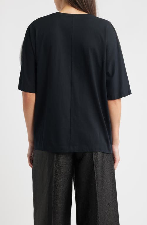 Hugo Boss Boss Elaxya Shoulder Pleat T-shirt In Black
