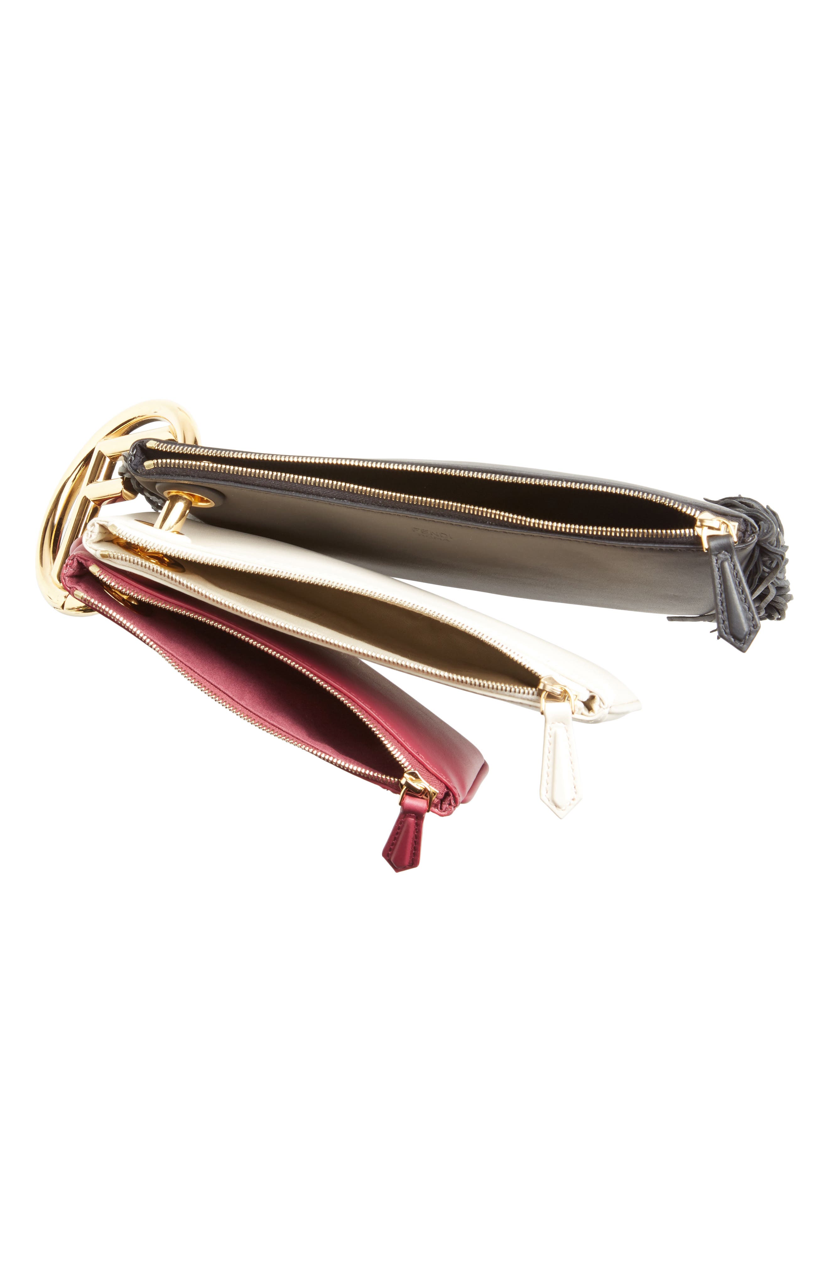 Fendi Triplette Set of Three Leather Pouches, Alternate, color, 
