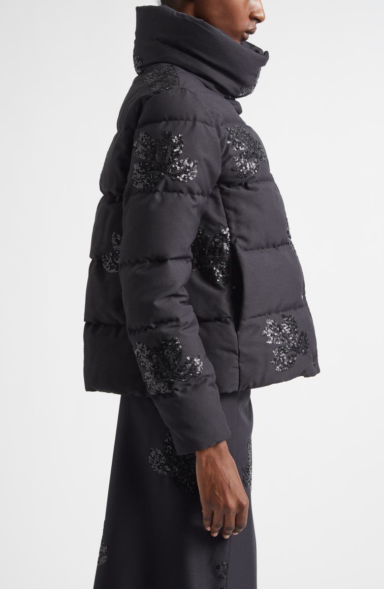 Herno Sequin Flannel Down Puffer Jacket, Alternate, color, Nero