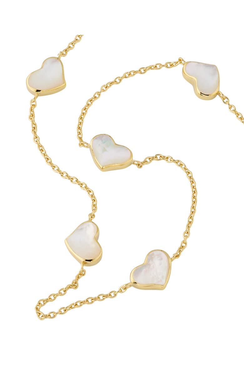Jan Leslie Five Station Heart 30" Necklace Set In Sterling Silver With 18K Gold Overlay, Alternate, color, White
